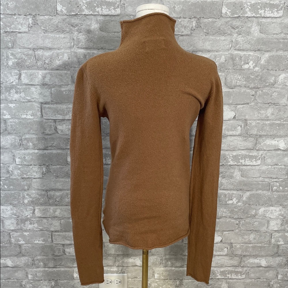 American Tall Rolled Mock Neck Sweater In Carmel - Picture 6 of 9